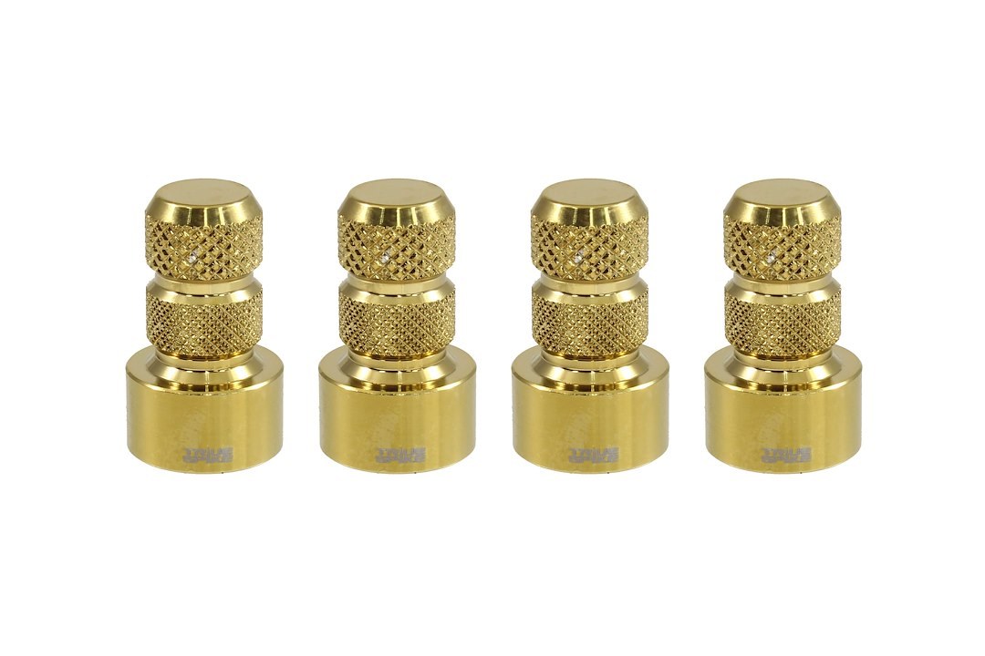 True Spike Valve Stem Cap, Gold, Billet Aluminum, Set of 4 Caps, With Knurled Finger Grip – WVC002CG