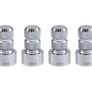 True Spike Valve Stem Cap, Chrome Plated, Billet Aluminum, Set of 4 Caps, With Knurled Finger Grip – WVC002CR