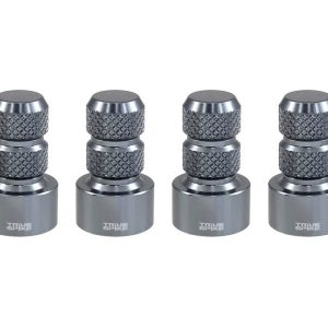 True Spike Valve Stem Cap, Gunmetal, Billet Aluminum, Set of 4 Caps, With Knurled Finger Grip – WVC002GM