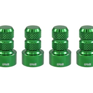 True Spike Valve Stem Cap, Green, Billet Aluminum, Set of 4 Caps, With Knurled Finger Grip – WVC002GR