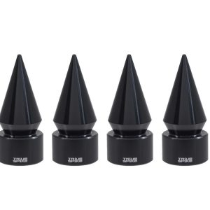 True Spike Valve Stem Cap, Spike Shaped Cap, Black, Billet Aluminum, Set of 4 Caps, For Vehicles with OEM Steel TPMS Sensors – WVC003BK