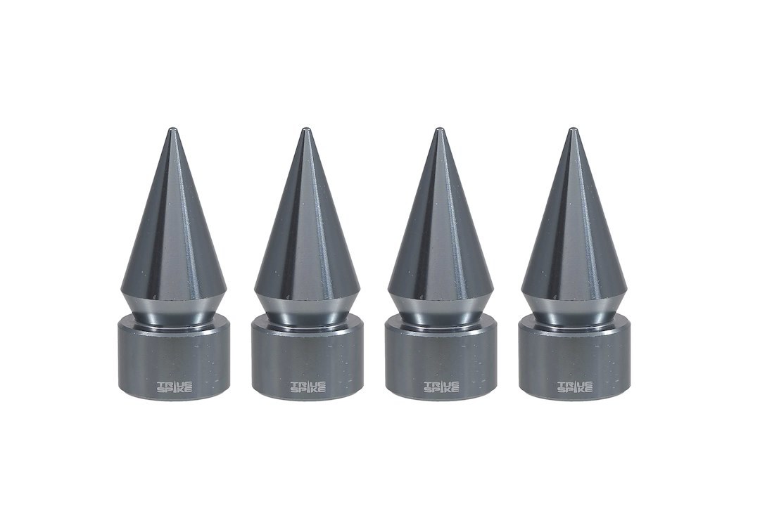 True Spike Valve Stem Cap, Spike Shaped Cap, Gunmetal, Billet Aluminum, Set of 4 Caps, For Vehicles with OEM Steel TPMS Sensors – WVC003GM