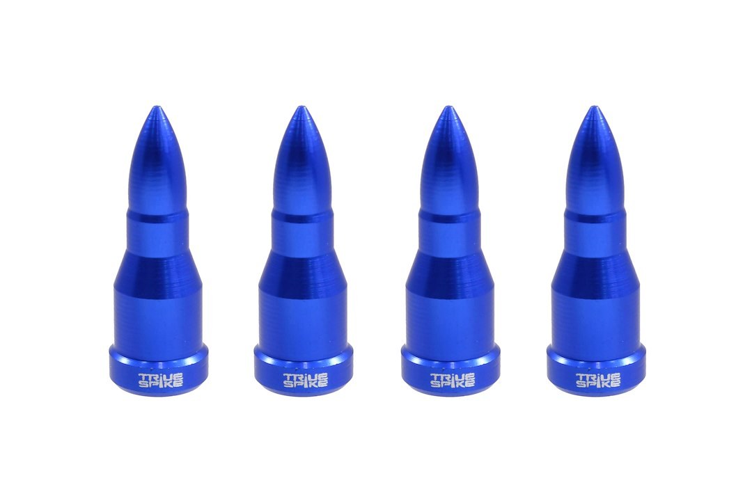 True Spike Valve Stem Cap, Bullet Shaped Cap, Blue, Billet Aluminum, Set of 4 Caps – WVC006BL