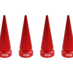 True Spike Valve Stem Cap, Spike Shaped Cap, Red, Billet Aluminum, Set of 4 Caps, Will Not Fit with TPMS Sensors – WVC007RD