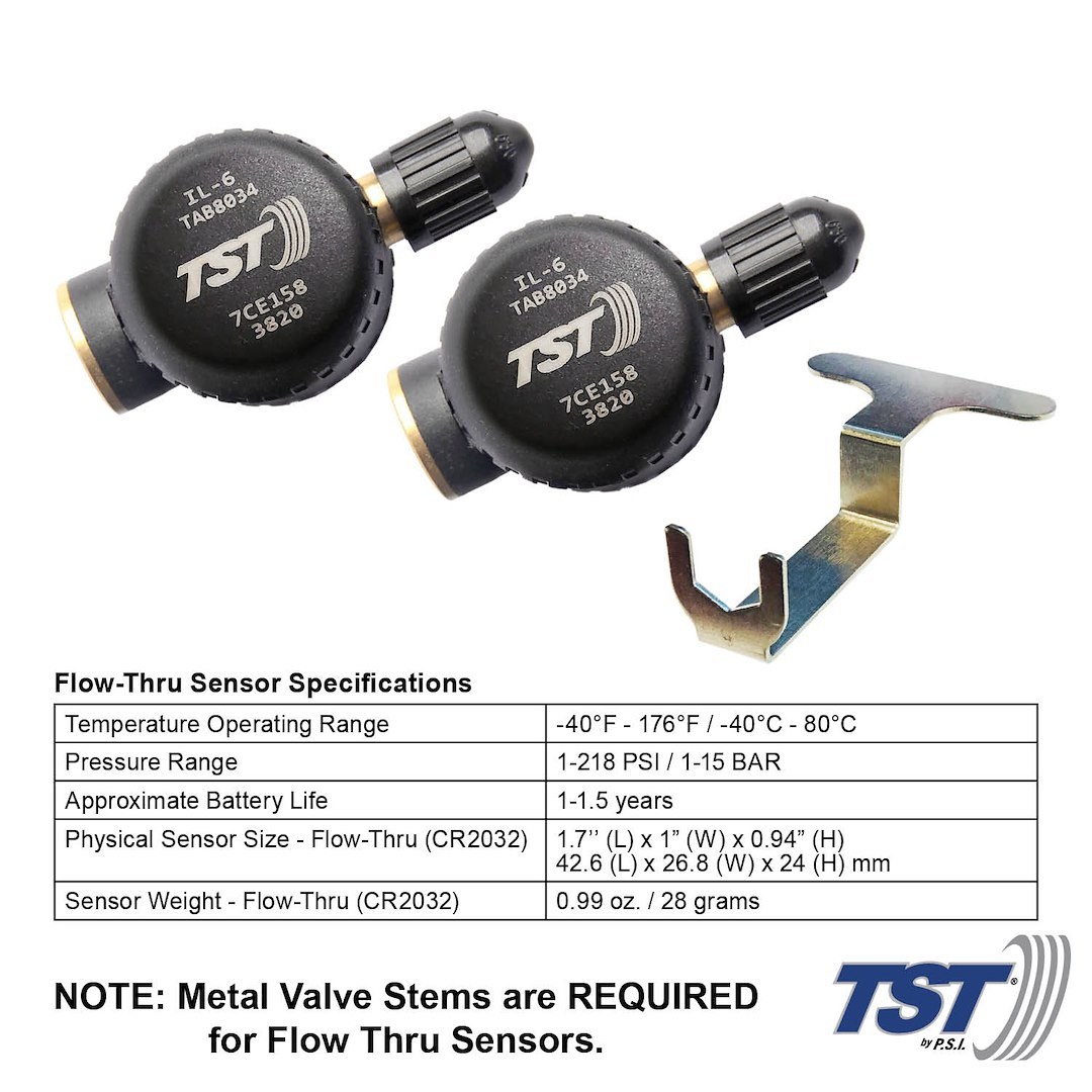 Truck Systms Tire Pressure Monitoring System – TPMS Sensor, 507 Series, Flow Thru Sensor – TST-507-FT-S2