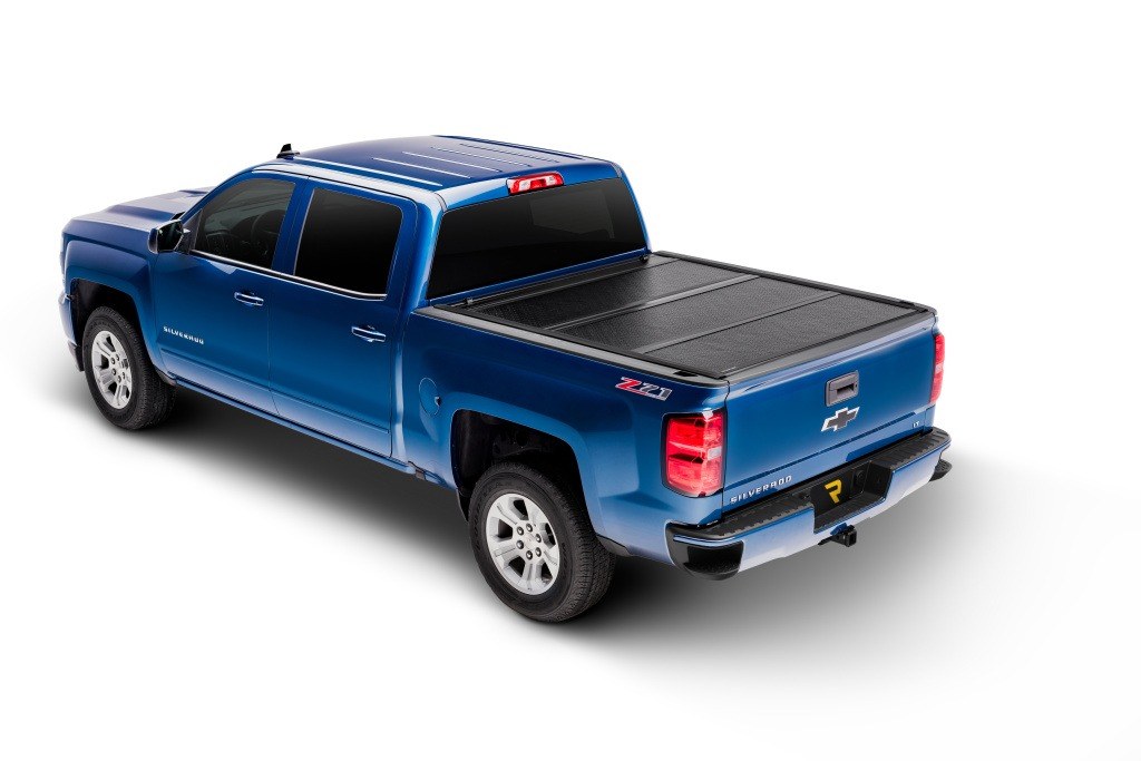 UnderCover Tonneau Cover, Flex, Hard Folding, 2 Folds/ 3 Panels, Front Hinge Allows Entire Tonneau to Flip Up When Folded, Non-Lockable – FX11018