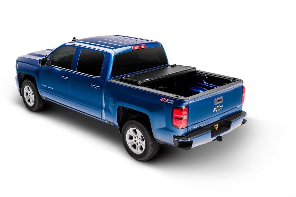 UnderCover Tonneau Cover, Flex, Hard Folding, 2 Folds/ 3 Panels, Front Hinge Allows Entire Tonneau to Flip Up When Folded, Non-Lockable – FX11018