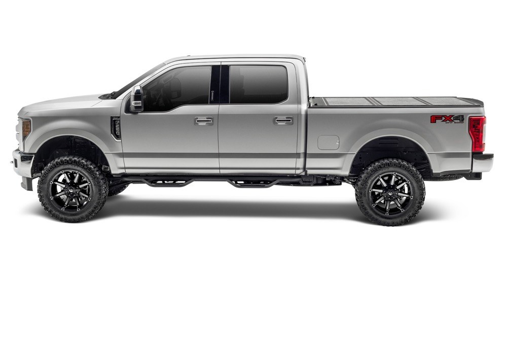 UnderCover Tonneau Cover, Flex, Hard Folding, 2 Folds/ 3 Panels, Front Hinge Allows Entire Tonneau to Flip Up When Folded, Non-Lockable – FX21010