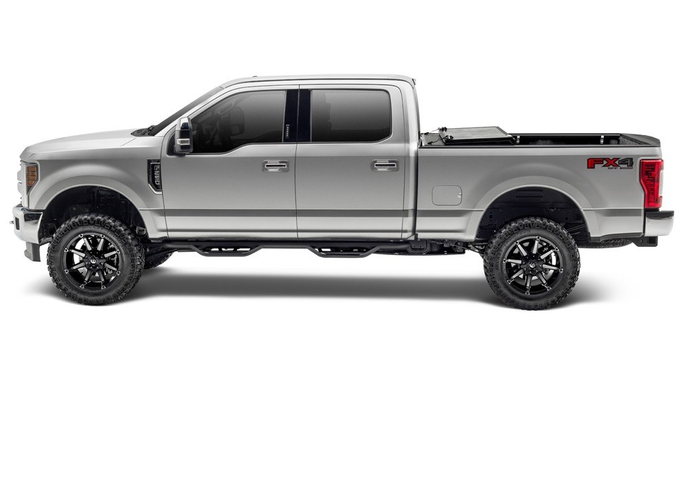 UnderCover Tonneau Cover, Flex, Hard Folding, 2 Folds/ 3 Panels, Front Hinge Allows Entire Tonneau to Flip Up When Folded, Non-Lockable – FX21010