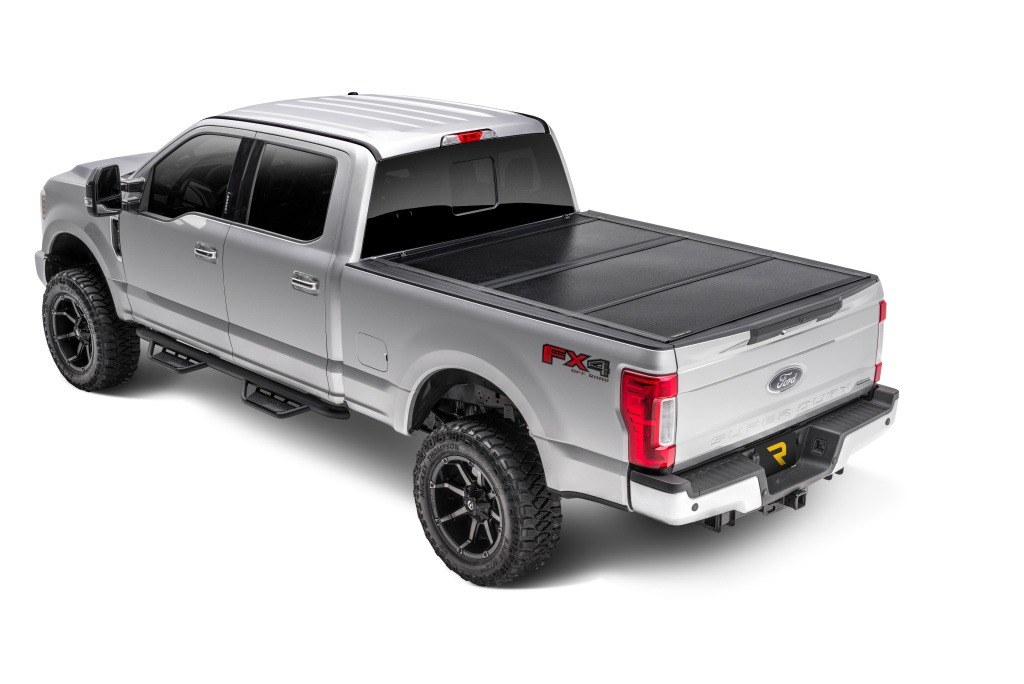 UnderCover Tonneau Cover, Flex, Hard Folding, 2 Folds/ 3 Panels, Front Hinge Allows Entire Tonneau to Flip Up When Folded, Non-Lockable – FX21026