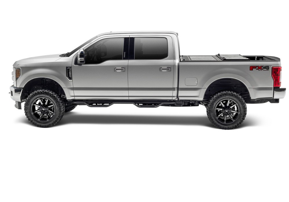 UnderCover Tonneau Cover, Flex, Hard Folding, 2 Folds/ 3 Panels, Front Hinge Allows Entire Tonneau to Flip Up When Folded, Non-Lockable – FX21026