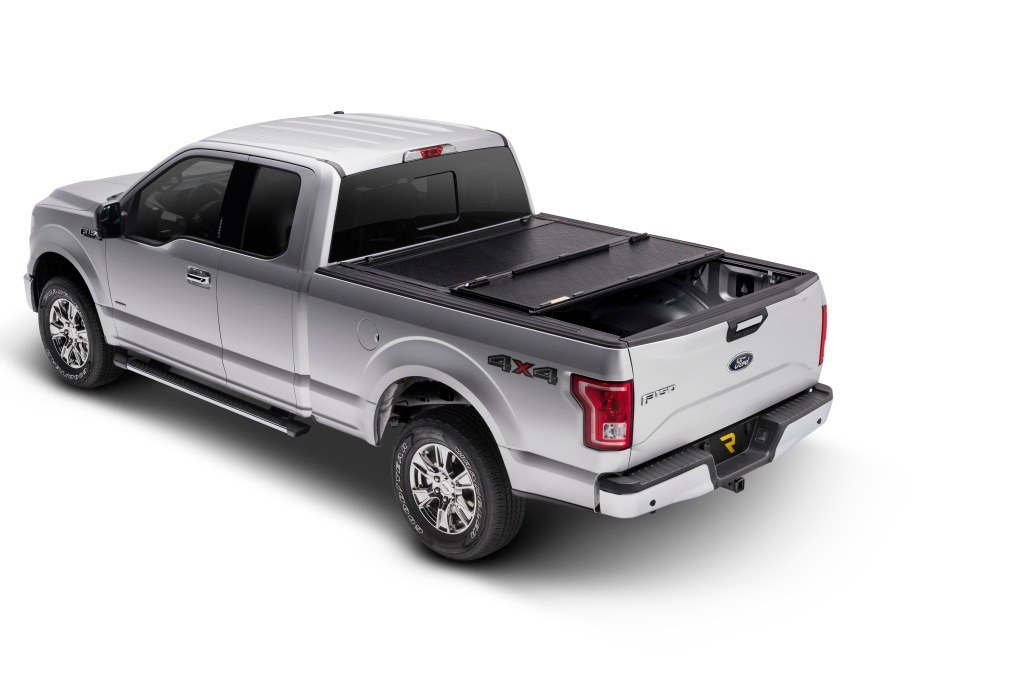 UnderCover Tonneau Cover, Flex, Hard Folding, 2 Folds/ 3 Panels, Front Hinge Allows Entire Tonneau to Flip Up When Folded, Non-Lockable – FX21032