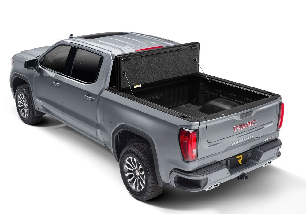 UnderCover Tonneau Cover, Hard Folding, Low Profile, 2 Folds/ 3 Panels, Front Hinge Allows Entire Tonneau to Flip Up, White, Aluminum – AR12022L-G1W