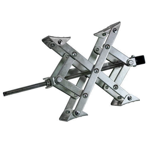 Ultra Fab Wheel Chock, Super Grip, For Use with Tandem Axle Trailers, Scissors Type, Steel, With Ratchet Wrench and Padlock – 21-001090