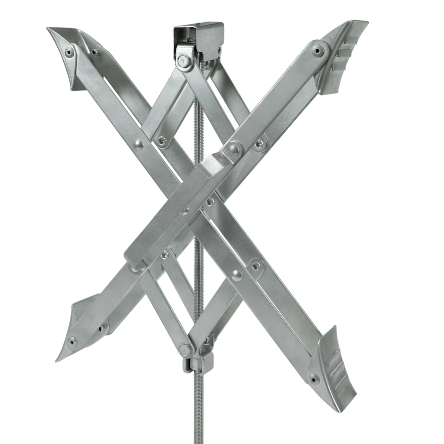 Ultra Fab Wheel Chock, Super Grip, For Use with Tandem Axle Trailers, Scissors Type, Steel, With Ratchet Wrench and Padlock – 21-001094