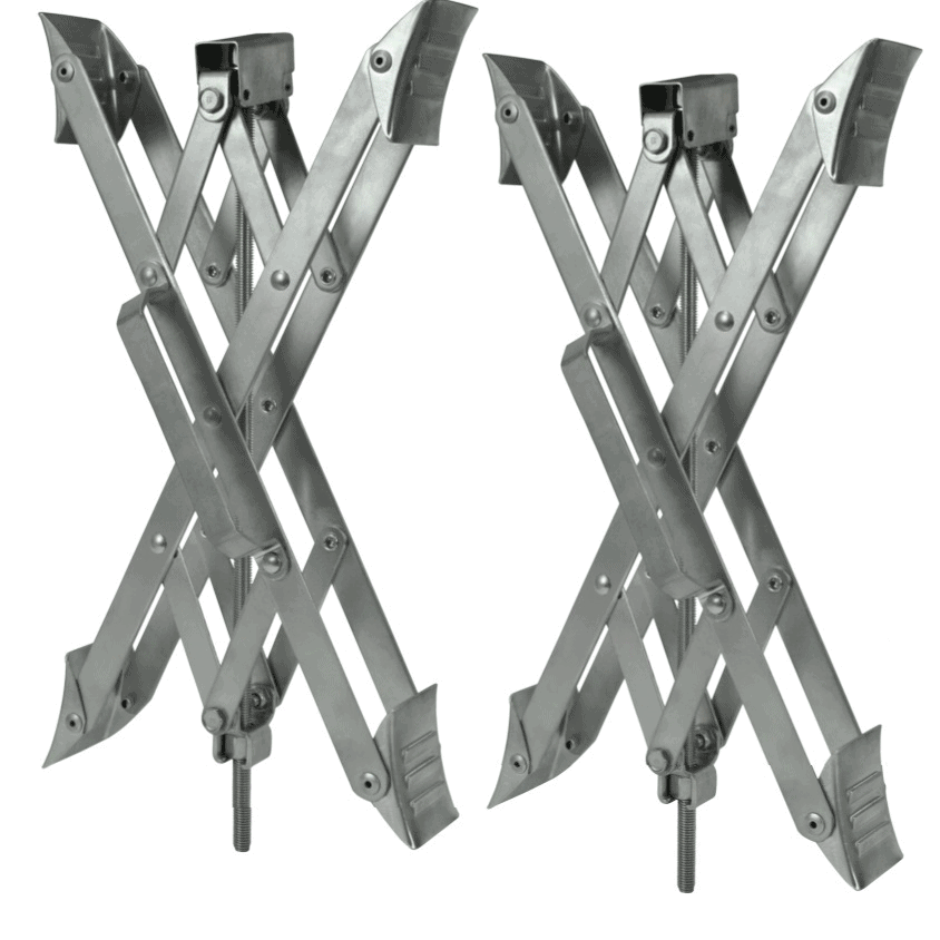 Ultra Fab Wheel Chock, Super Grip, For Use with Tandem Axle Trailers, Scissors Type, Steel, With Ratchet Wrench and Padlock – 21-001095