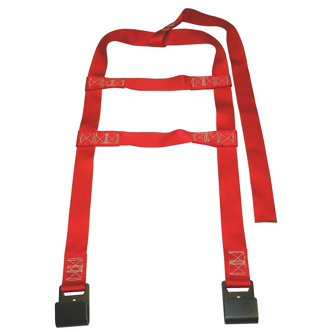 Ultra Fab Tie Down Strap, Vehicle Tie Down, Fits 14 Inch to 16 Inch Tires, 5000 Pound Capacity, With Heavy Duty Metal Hooks, Red, Single – 46-700034