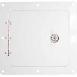 Ultra Fab Access Door, 5 Inch Length X 5 Inch Width Door, 8 Inch Length X 7 Inch Width Frame, Stainless Steel, Lockable, White – 48-979009