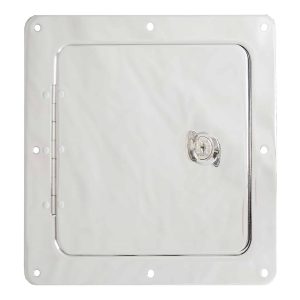 Ultra Fab Access Door, 5 Inch Length X 5 Inch Width Door, 8 Inch Length X 7 Inch Width Frame, Stainless Steel, Lockable, Chrome – 48-979010