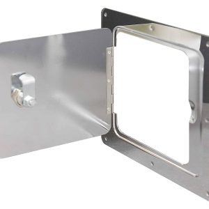 Ultra Fab Access Door, 5 Inch Length X 5 Inch Width Door, 8 Inch Length X 7 Inch Width Frame, Stainless Steel, Lockable, Chrome – 48-979010