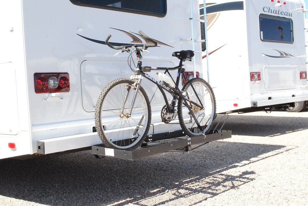 Ultra Fab Bike Rack, Cargo Carrier Mount, Holds 3 Bikes, Without Lock, Non Foldable, Black, Steel, With Tie-Down Straps – 48-979030