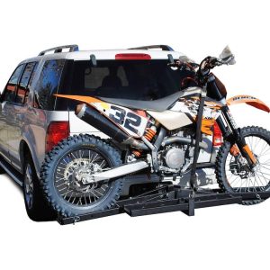 Ultra Fab Motorcycle Carrier – Receiver Hitch Mount, 2 Inch Receiver Mount, Holds 1 Motorcycle, Stationary, Pin and Clip, Non Folding – 48-979033