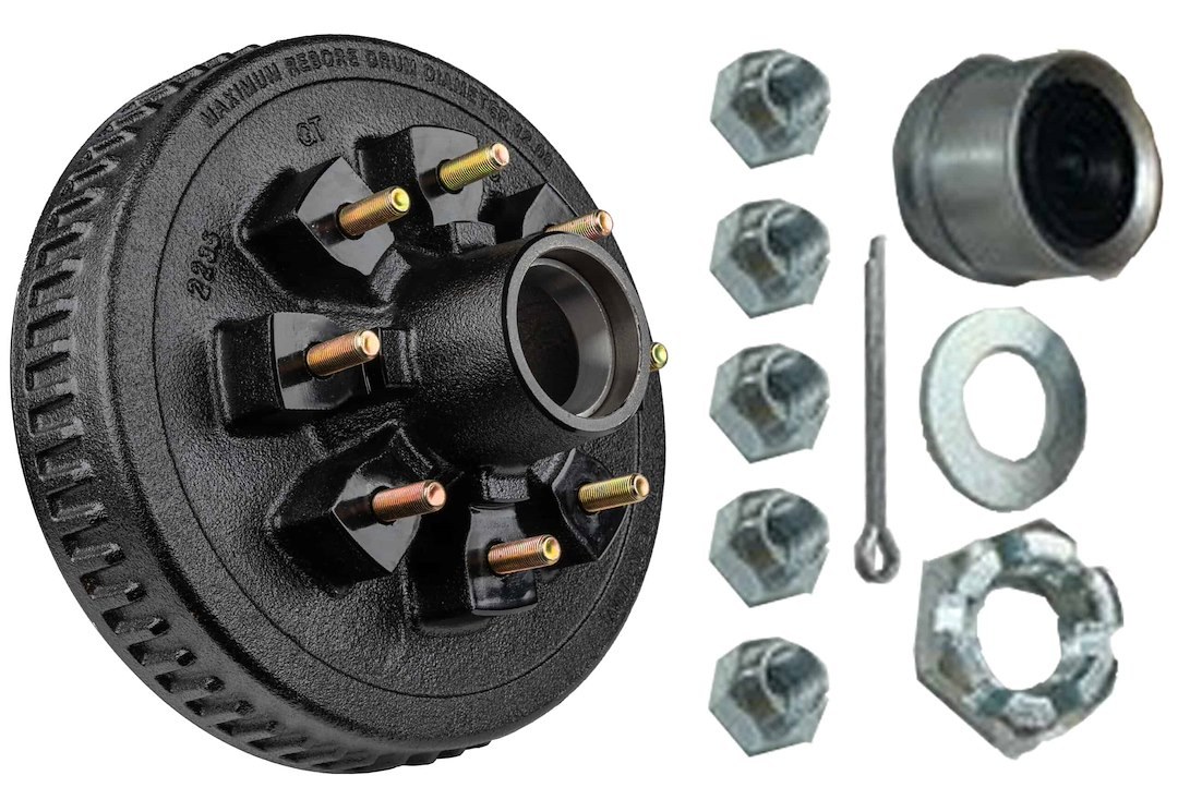 Ultra Fab Trailer Brake Hub Assembly, Hub and Drum, Fits 7000 Pound Axles, 8 X 6-1/2 Inch Bolt Pattern, 12 Inch, 1/2 X 20 Threaded Bolts – 48-979552