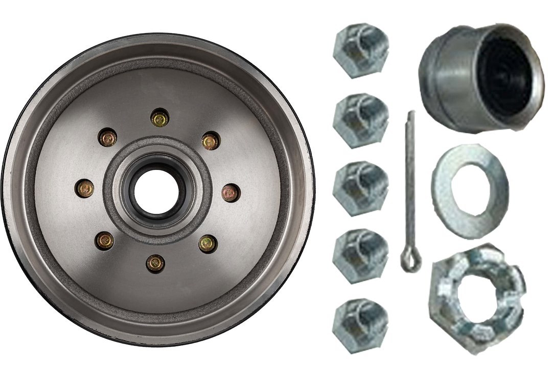 Ultra Fab Trailer Brake Hub Assembly, Hub and Drum, Fits 7000 Pound Axles, 8 X 6-1/2 Inch Bolt Pattern, 12 Inch, 1/2 X 20 Threaded Bolts – 48-979552