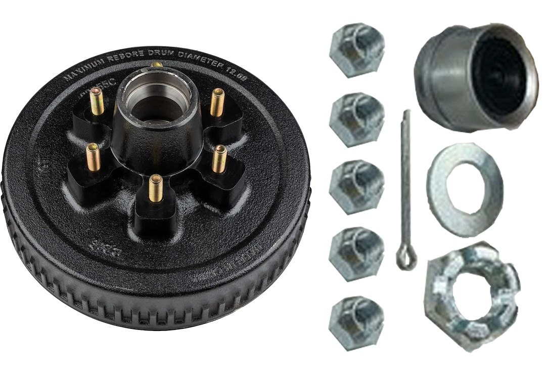Ultra Fab Trailer Brake Hub Assembly, Hub and Drum, Fits 7000 Pound Axles, 8 X 6-1/2 Inch Bolt Pattern, 12 Inch, 1/2 X 20 Threaded Bolts – 48-979552