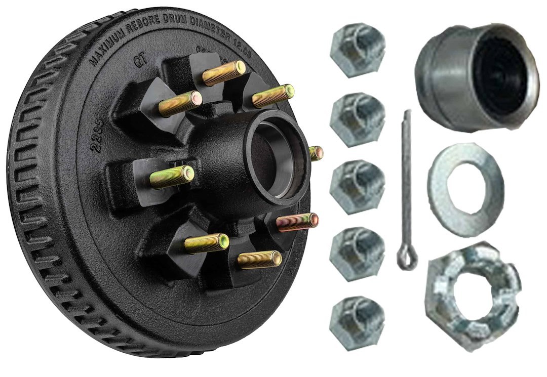 Ultra Fab Trailer Brake Hub Assembly, Hub and Drum, Fits 7000 Pound Axles, 8 X 6-1/2 Inch Bolt Pattern, 12 Inch, 9/16 X 18 Threaded Bolts – 48-979553