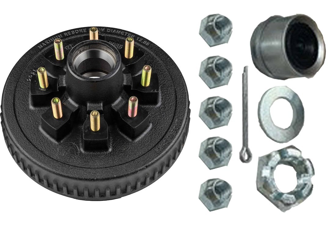Ultra Fab Trailer Brake Hub Assembly, Hub and Drum, Fits 7000 Pound Axles, 8 X 6-1/2 Inch Bolt Pattern, 12 Inch, 9/16 X 18 Threaded Bolts – 48-979553