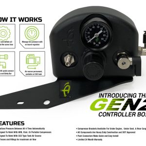 Up Down Air Tire Pressure Control System, Air It Up ®, Use to Set Air Pressure Up to 4 Tires Simultaneously, Front Engine Compartment Mount – 220-0118