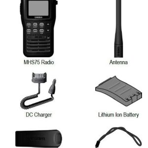 Uniden Ameri VHF Radio, Handheld, United States/ Canadian/ International Channels, 1/2.5/5 Watt, 10 Noaa Weather Channels with Alert – MHS75