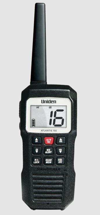 Uniden Ameri VHF Radio, Atlantis 155, Handheld, United States/ Canadian/ International Channels, 1/3 Watt – Atlantis 155