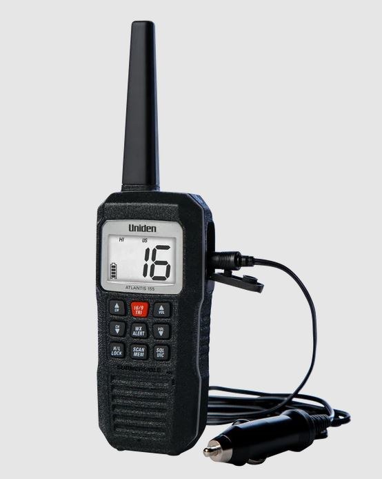 Uniden Ameri VHF Radio, Atlantis 155, Handheld, United States/ Canadian/ International Channels, 1/3 Watt – Atlantis 155
