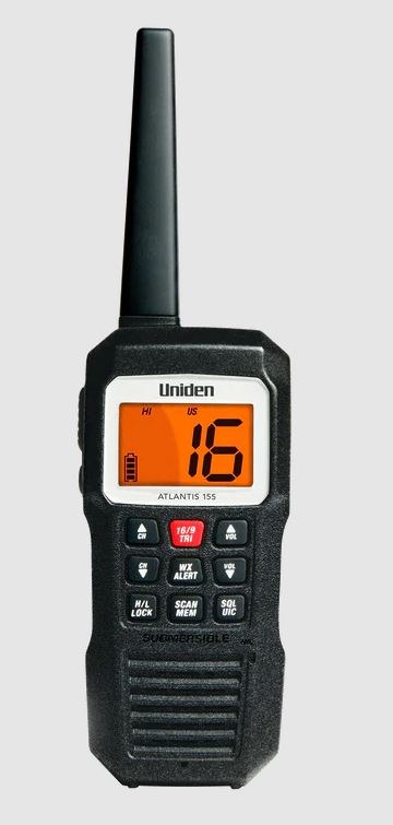 Uniden Ameri VHF Radio, Atlantis 155, Handheld, United States/ Canadian/ International Channels, 1/3 Watt – Atlantis 155