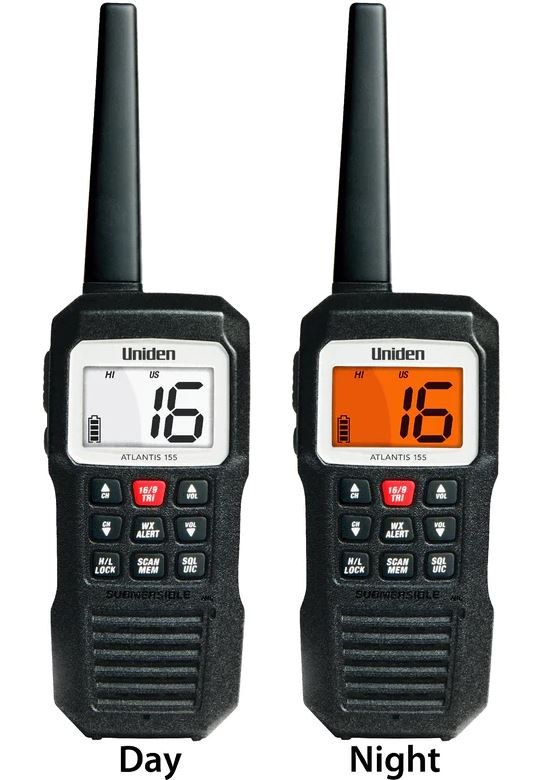 Uniden Ameri VHF Radio, Atlantis 155, Handheld, United States/ Canadian/ International Channels, 1/3 Watt – Atlantis 155