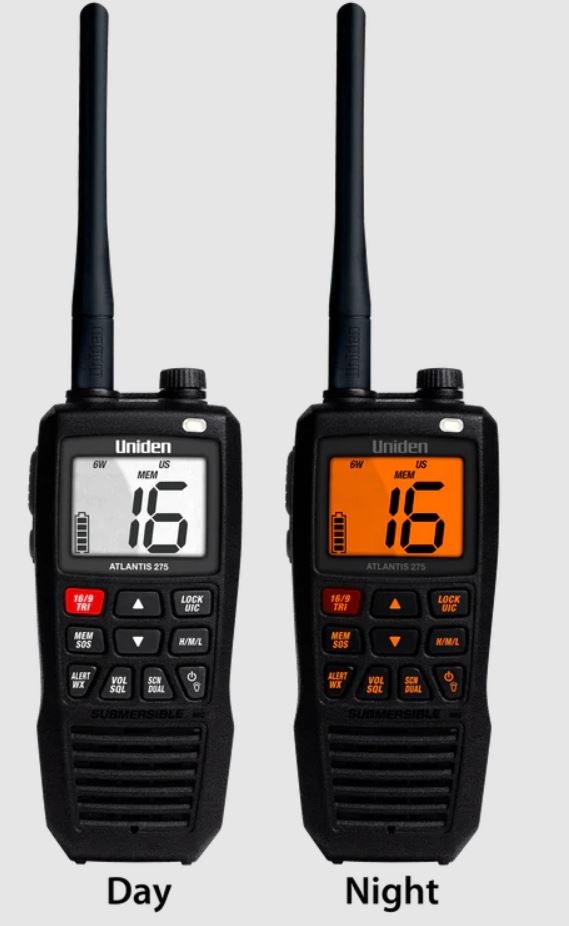 Uniden Ameri VHF Radio, Atlantis 275, Handheld, United States/ Canadian/ International Channels, 1/2.5/6 Watt – Atlantis 275