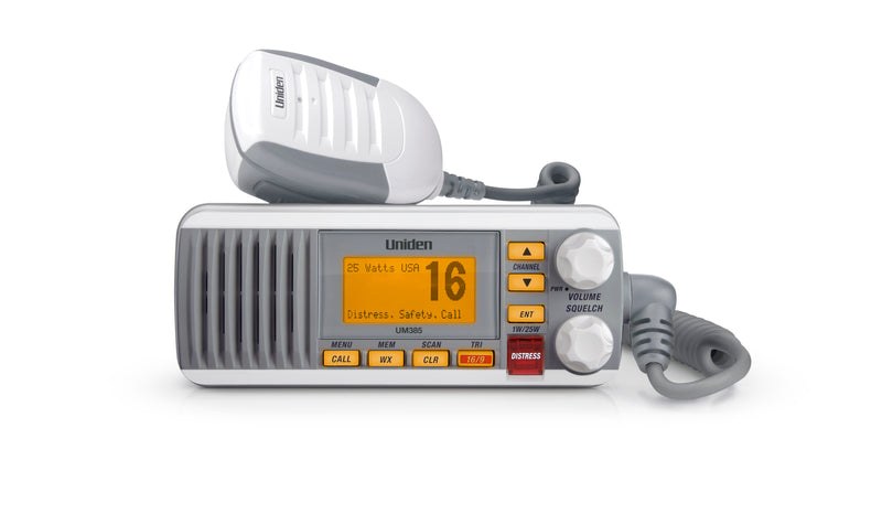 Uniden Ameri VHF Radio, Fixed Mount, United States/ Canadian/ International Channels, 1/20 Watt, 10 Noaa Weather Channels with Alert – UM385