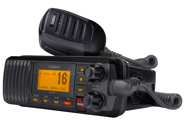 Uniden Ameri VHF Radio, Fixed Mount, United States/ Canadian/ International Channels, 1/20 Watt, 10 Noaa Weather Channels with Alert – UM385BK
