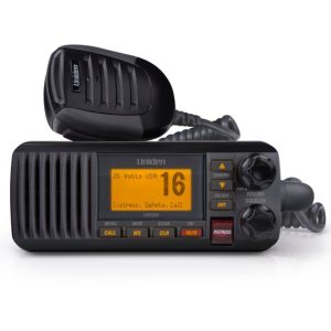 Uniden Ameri VHF Radio, Fixed Mount, United States/ Canadian/ International Channels, 1/20 Watt, 10 Noaa Weather Channels with Alert – UM385BK