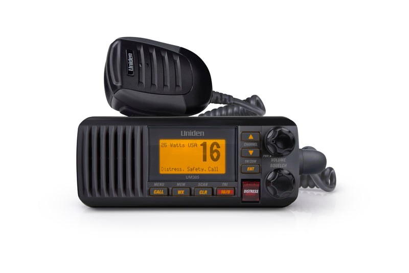 Uniden Ameri VHF Radio, Fixed Mount, United States/ Canadian/ International Channels, 1/20 Watt, 10 Noaa Weather Channels with Alert – UM385BK
