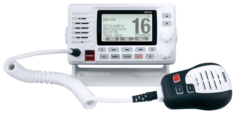 Uniden Ameri VHF Radio, UM725 Series, Fixed Mount, United States/ Canadian/ International Channels, 1/25 Watt – UM725G