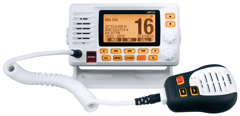 Uniden Ameri VHF Radio, UM725 Series, Fixed Mount, United States/ Canadian/ International Channels, 1/25 Watt – UM725G