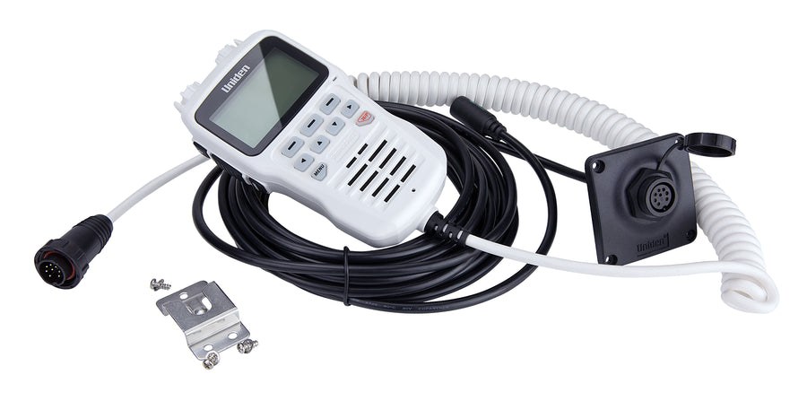 Uniden Ameri VHF Radio Microphone, For Use with UM725 Series VHF Radio, Remote Microphone, 8-PIN Connector, Left Side Push to Talk Button – UMRMIC