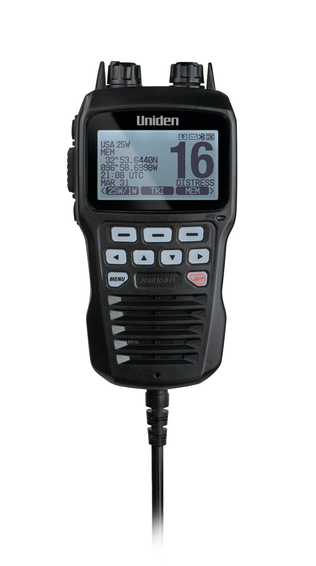 Uniden Ameri VHF Radio Microphone, For Use with UM725 Series VHF Radio, Remote Microphone, 8-PIN Connector, Left Side Push to Talk Button – UMRMIC BK