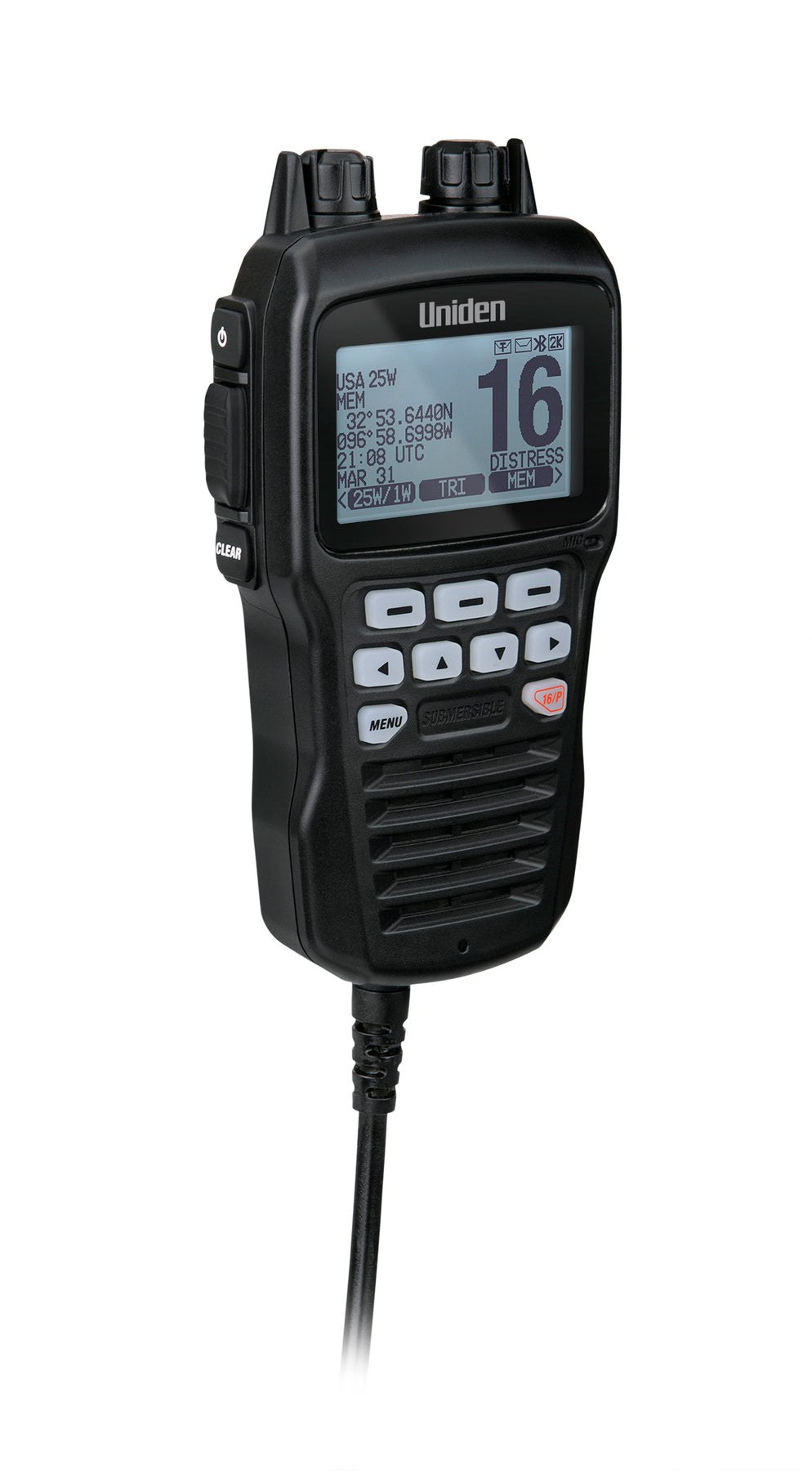 Uniden Ameri VHF Radio Microphone, For Use with UM725 Series VHF Radio, Remote Microphone, 8-PIN Connector, Left Side Push to Talk Button – UMRMIC BK