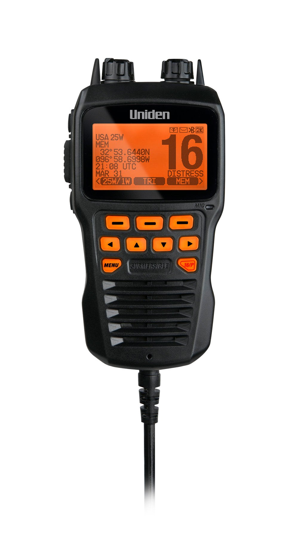 Uniden Ameri VHF Radio Microphone, For Use with UM725 Series VHF Radio, Remote Microphone, 8-PIN Connector, Left Side Push to Talk Button – UMRMIC BK