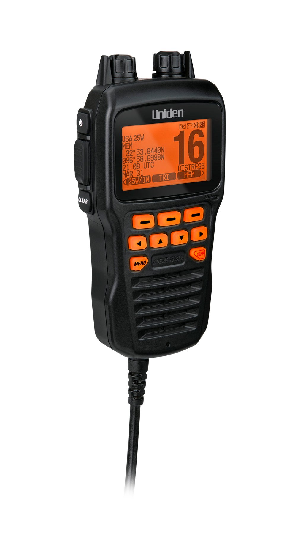 Uniden Ameri VHF Radio Microphone, For Use with UM725 Series VHF Radio, Remote Microphone, 8-PIN Connector, Left Side Push to Talk Button – UMRMIC BK
