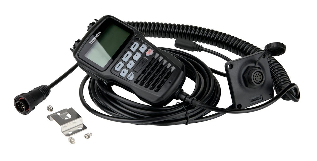Uniden Ameri VHF Radio Microphone, For Use with UM725 Series VHF Radio, Remote Microphone, 8-PIN Connector, Left Side Push to Talk Button – UMRMIC BK